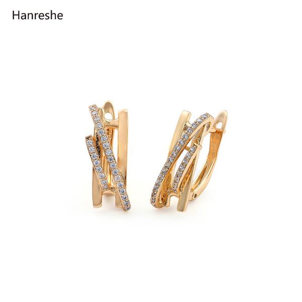 

stud hanreshe copper earrings small natural zircon fashion trendy jewelry rose gold crystal woman gift, Golden;silver