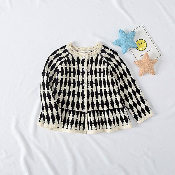 

pullover 9222 children sweater cardigan autumn winter 2021 girls diamond korean baby girl ear edge wool kids knitted, Blue