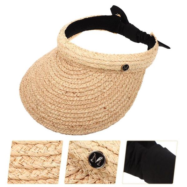 

outdoor hats sun protection hat sunshade beach straw wide brim, Black;white