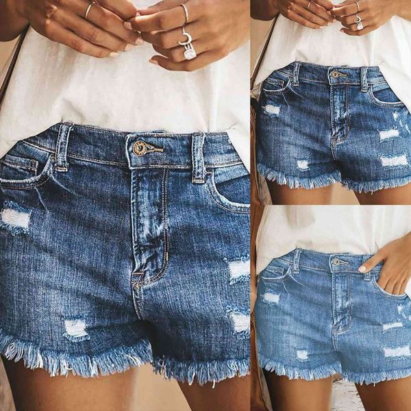 

fashion pocket jeans womens shorts high waist denim hole tassel bottom casual, White;black