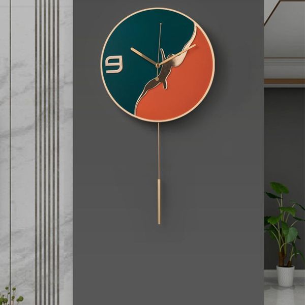 

wall clocks gold clock modern design mechanism metal watches home decor silent creativity luxury living room gift