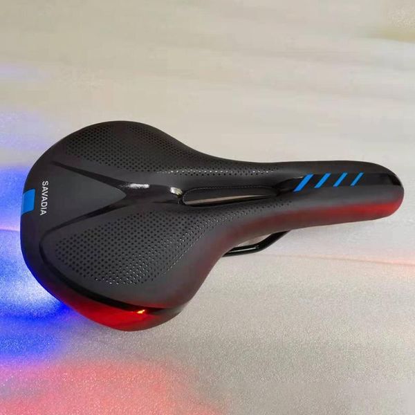 

bike saddles bicycle seat pu silicone breathable safety back led light waterproof rear cycling parts