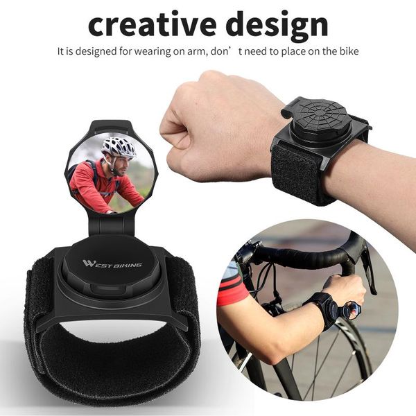 

bike groupsets west biking wrist rearview mirror 360° rotate convex reflector arm accessories bicycle adjustable rotatable