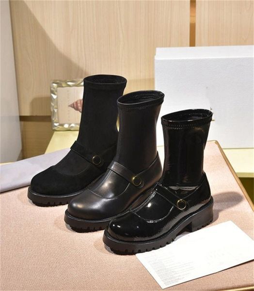 

luxury letter boots women winter sock boot chain leather cd designer diior shoes flat mid high heel adfgd, Black