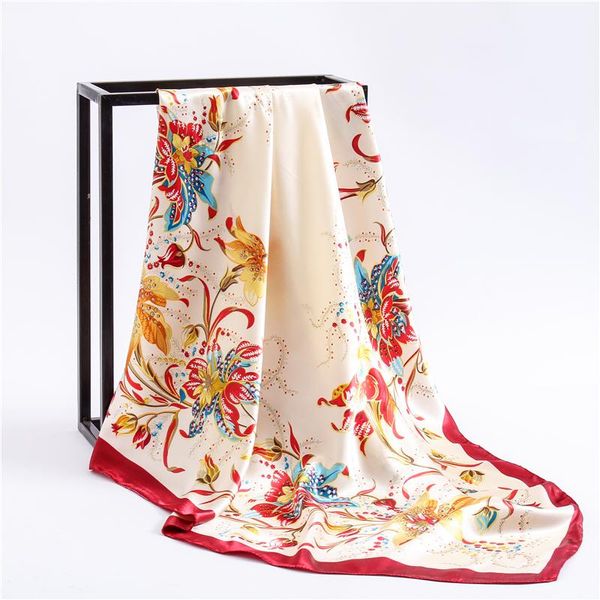 

scarves 2021 silk scarf lady large hijab female print design square fashion shawl and wraps women headkerchief summer, Blue;gray