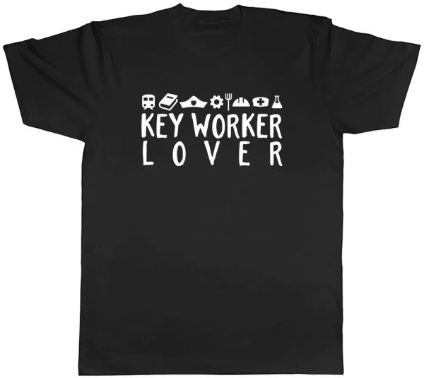 

KeyWorker Lover Mens Unisex T-Shirt Tee, White;black
