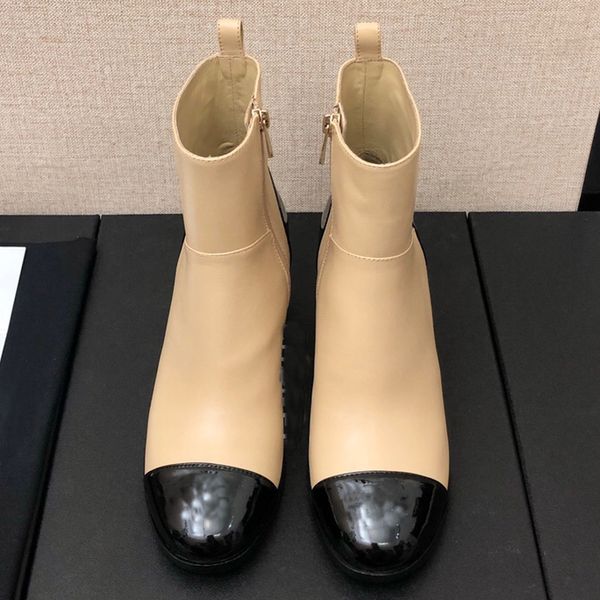 

genuine leather women ankle boots designer shoes woman autumn winter short boot heels, Black