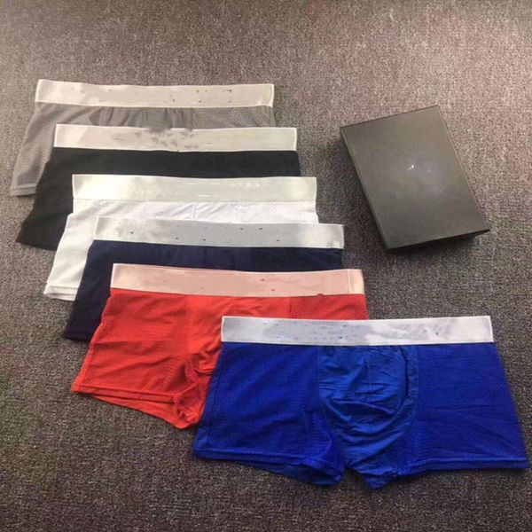

summer ice silk breathable mesh hollow men's underwear ea boxers youth boxers, Black;white