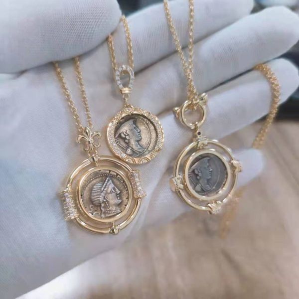 

2021 roman coin necklace vintage color ladies jewelry chain gift two-color, Silver