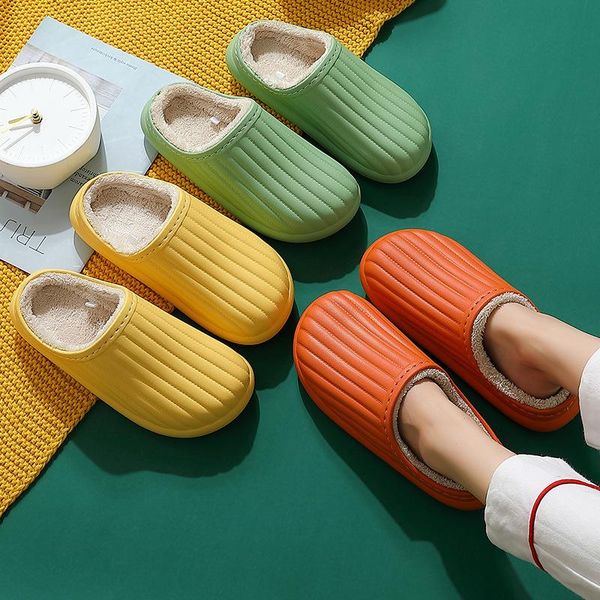

women's winter slippers home shoes warm plush indoor leisure flat lovers' comfortablewomen'shoeslargesize, Black