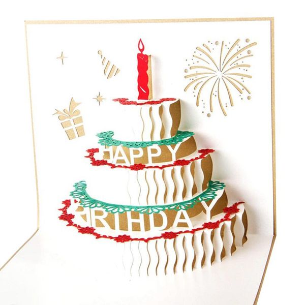 

greeting cards candle cake birthday card 3d handmade creative gifts small postcards