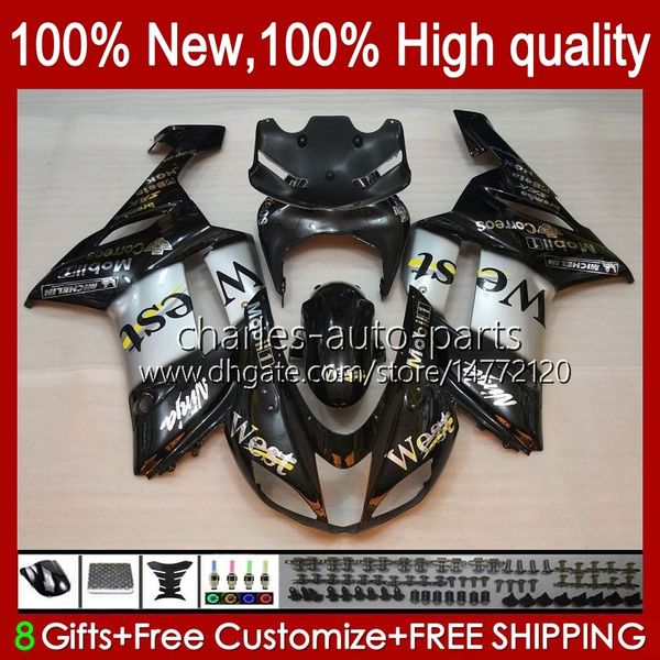 Feedings para Kawasaki Ninja ZX600C ZX600C ZX-600 ZX 6R 600CC 6 R ZX636 07-08 Bodywork 10no.25 ZX-636 600 CC ZX6R 07 08 ZX600 ZX 636 ZX-6R 2007 2008 Bodys Kit Black West