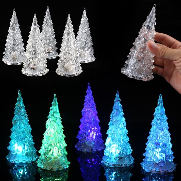 Noel Süslemeleri Gece Işık Ağacı Şekli Renkli Led Akrilik 3D Renk Değiştiren Çocuklar