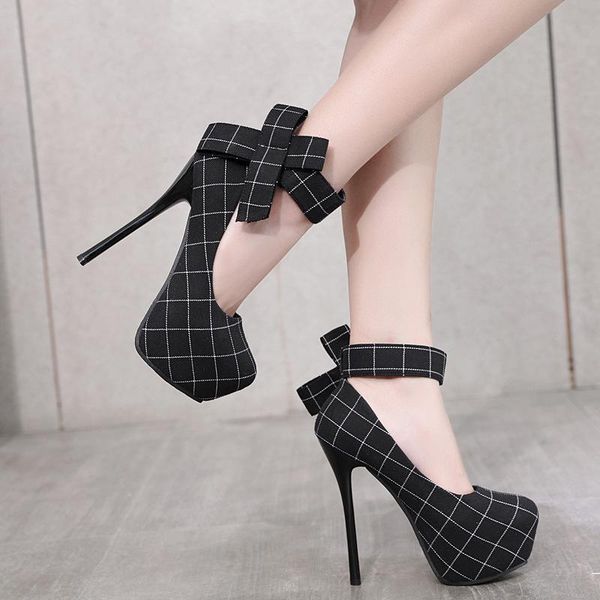 

platform heels office shoes woman pumps women high wedding ladies talon femme zapatos mujer tacon 14cm dress, Black