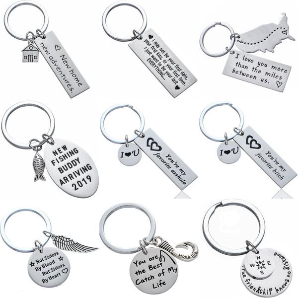 

keychains keychain gift lover couple key chains stainless steel keyring pendant for boyfriend girlfriend valentines day, Silver
