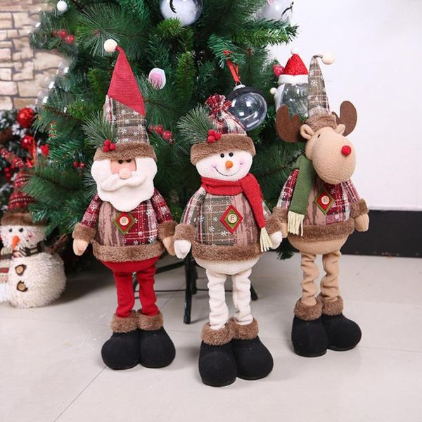 Objetos decorativos Figurinhas 2021 ano boneca de Natal encantador forma embutida algodão retrátil Papai Noel boneco de neve Rena para Dez Indoor