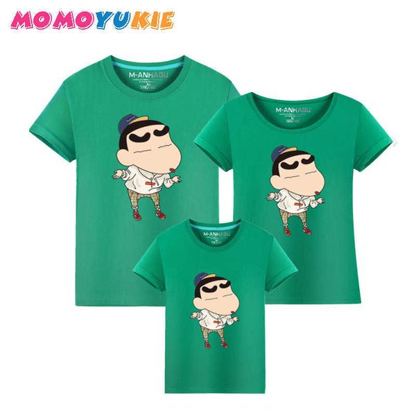 

summer family sets t-shirt short mother dad daughter t shirt family look matching outfits giraff print father and me son clothes 210713, Blue