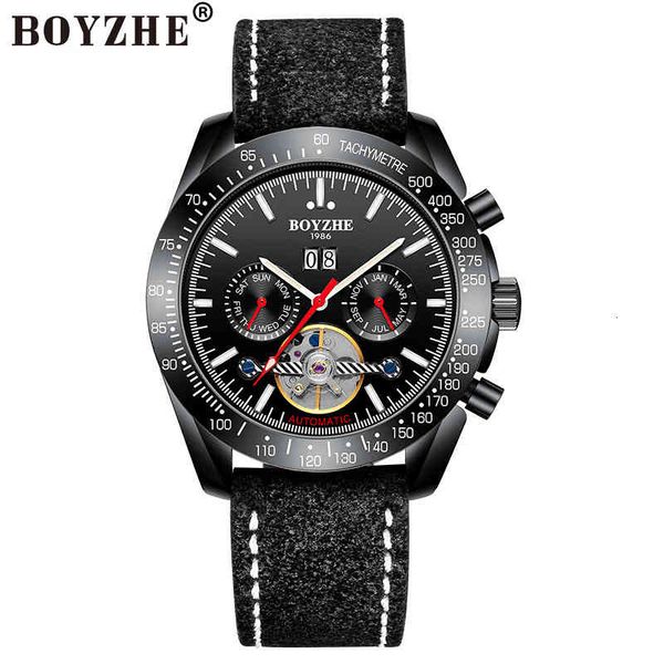 

luxury sports watches men 2021 waterproof date mechanical for tourbillon automatic leather relogio masculino, Slivery;brown