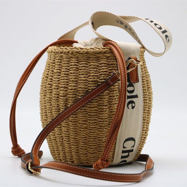 

storage bags cylinder straw woven basket