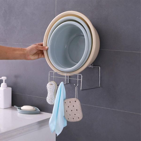 

bathroom storage & organization large capacity organizer wall mounted baby bathtub holder washbasin rack self adhesive anti rust punch free