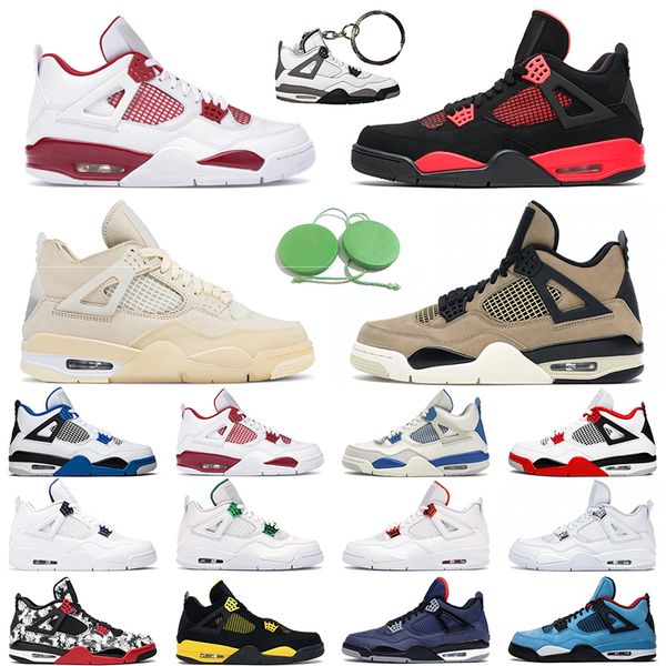 

air jordan 4 retro 4s basketball shoes fire red thunder university blue white oreo shimmer black cat mens womens trainer sports sneakers
