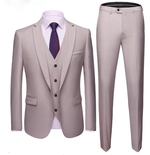 

men's suits & blazers custom made gentleman 3 pieces set fashion casual suit business wedding for men banquet tuxedo costume homme, White;black