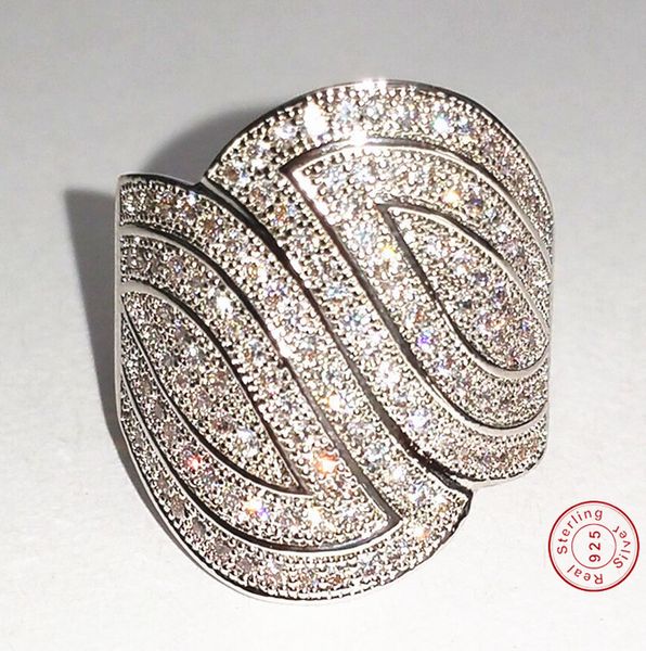 Luxus Pave Set 100PCS Stein 5A Zirkon Stein 10KT Weißgold gefüllt Ehering Ring für Frauen Sz 5-11 Geschenk