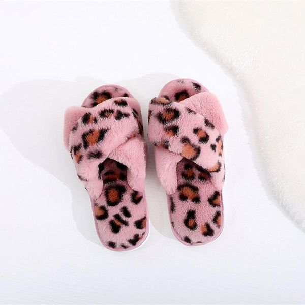 

slippers 2021 fashion women cotton ladies plush leopard open toe flat indoor maternity shoes woman warm, Black