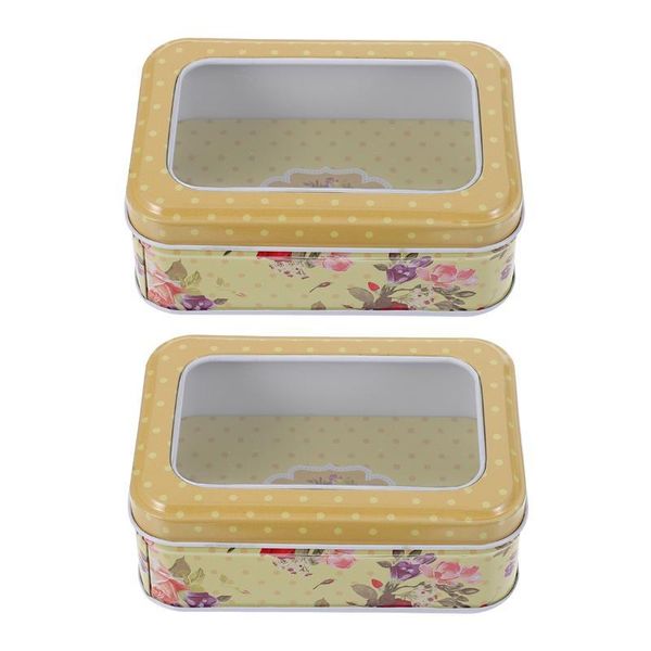

2pcs square biscuit storage boxes chocolate packing with clear window bottles & jars