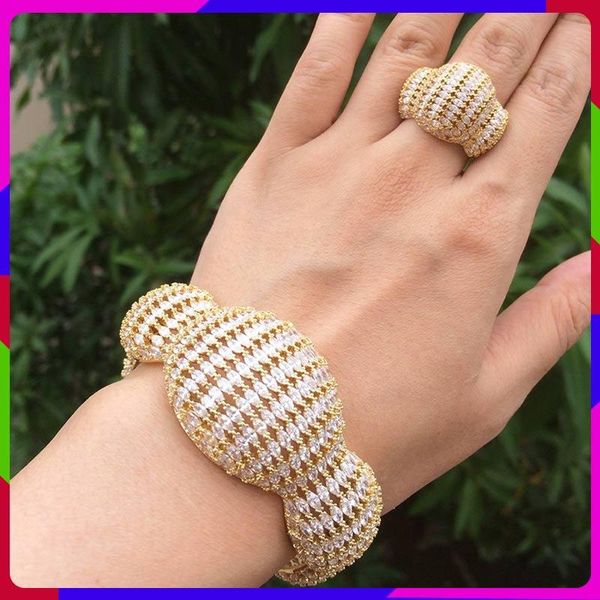 

earrings & necklace modemangel fashion luxury super boom flowers cubic zirconia women party engagement width bracelet bangle and ring se, Silver