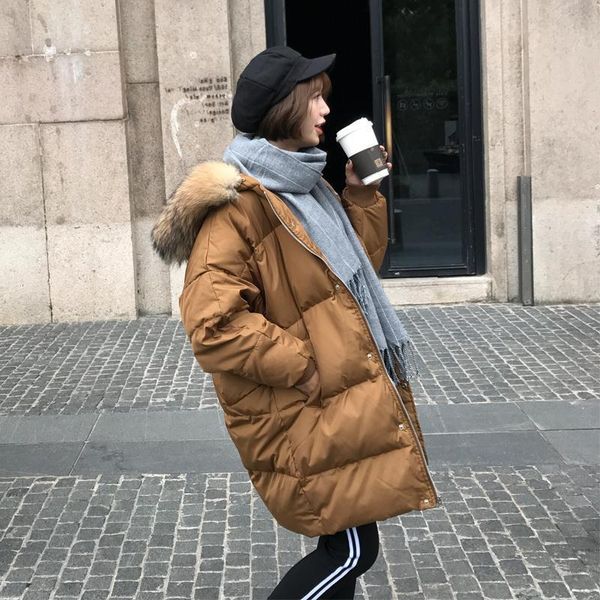 

women's down & parkas foreign trade cotton padded clothes women's winter korean version quick sale through large wool collar pad, Black