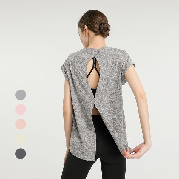 

yoga outfits sportswear t-shirt fashion wear beauty back fitness top, White;red
