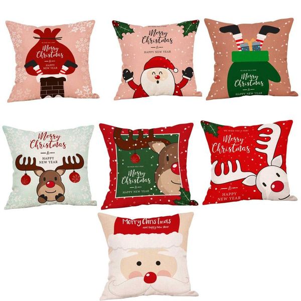 

pillow case 45x45cm santa claus linen christmas sofa car cushion cover home decor
