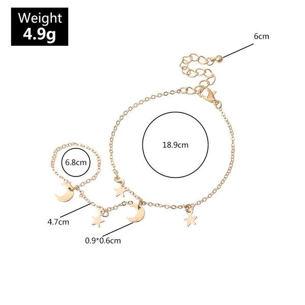 

link, chain star and moon pendant bracelet with charm bracelets for women's gifts fashion simple accessories, Black