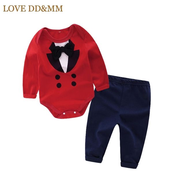 

love dd&mm boys sets baby clothes sets fashion casual cotton gentleman romper +pant suits toddler infant clothing 210715, White