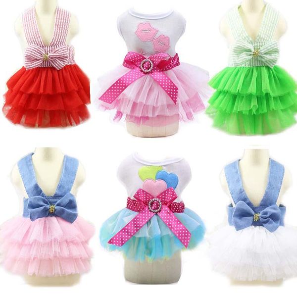 

dog apparel 2021 summer clothes tutu skirt wedding lace tulle princess dress for small dogs yorkies puppy girl party birthday costumes