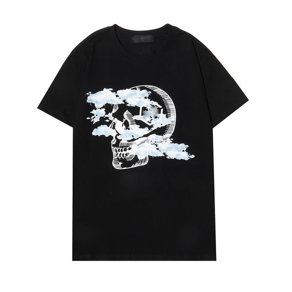 Camiseta de grife para homens camisadas de cr￢nio de ver￣o Carta de estampa de cristal s￳lido b￡sico Skateboard punk casual tops tigre camiseta preta branca camisetas roupas urso urso de manga curta