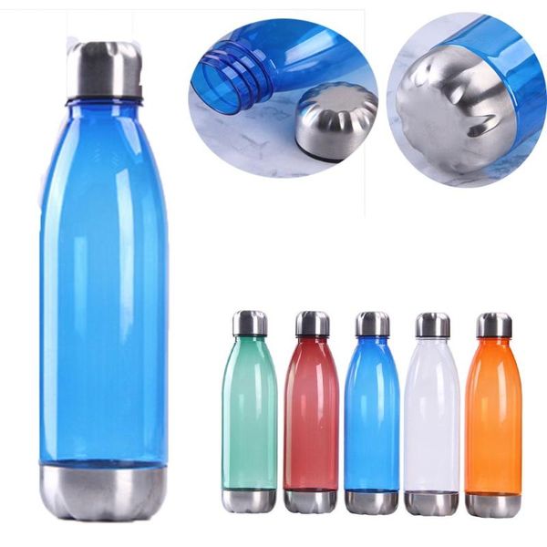 

water bottle 750ml sports transparent gym travel leakproof drinking bottles with coke shape stainless steel clear bpa free