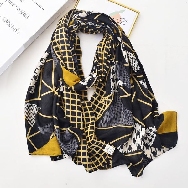 

scarves royalmaybe the geometric diamond matching color silk long cotton gauze scarf export, Blue;gray