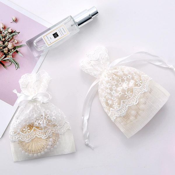 

gift wrap 10pcs 10x14cm white star lace bag drawstring drawable bags slub yarn jewelry candy cookies packaging pouch