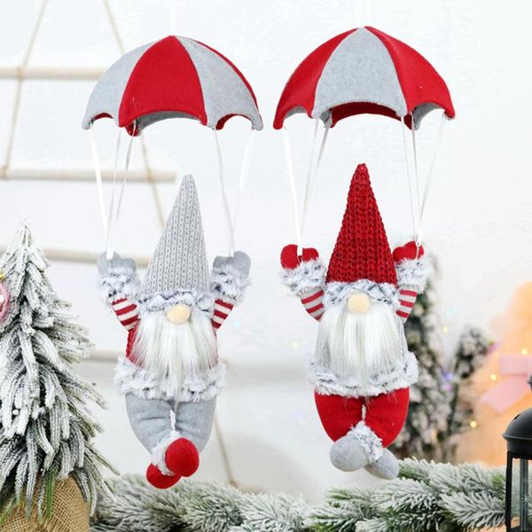 

christmas decorations hanging pendant ornaments parachute gnomes year gifts supplies gray red couple fireplace wall home