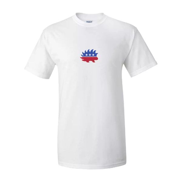 

libertarian political party t-shirt porcupine logo short sleeve white t-shirt, White;black