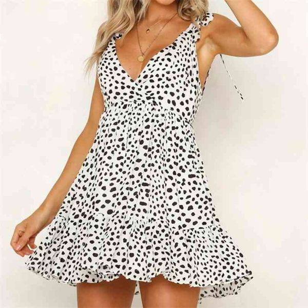 

summer women dress casual print v-neck halter strap vestidos 210430, Black;gray