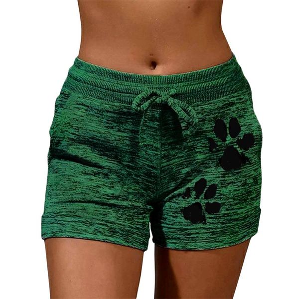 

women's shorts 2021 summer fast drying drawstring cat print lace up high waist elastic cotton short women beach casual sport, White;black
