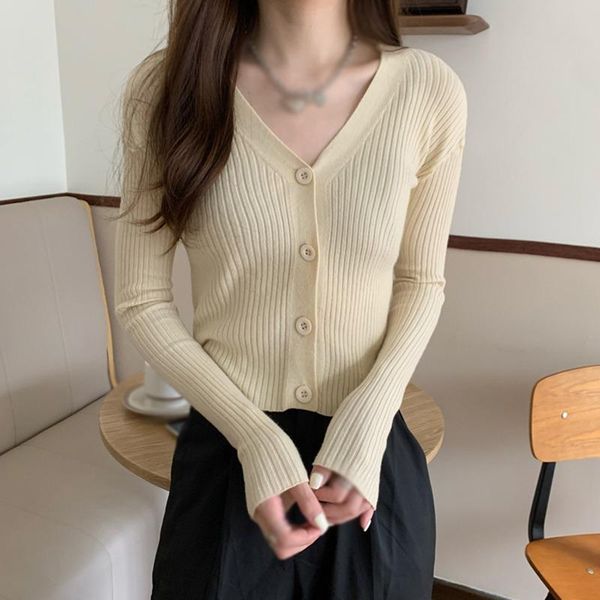 

women's jackets women knitted sweater cardigan button jacket v-neck thin slim long sleeve solid outerwear autumn, Black;brown