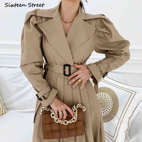 Khaki vintage vestido mulheres com cinto manga longa elegante vestido vestido mulher outono inverno chique vestuário negócio y1204