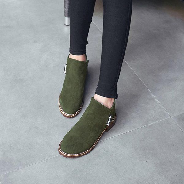 

boots women suede autumn winter warm short shoes woman feminina female motorcycle ankle botas mujer, Black