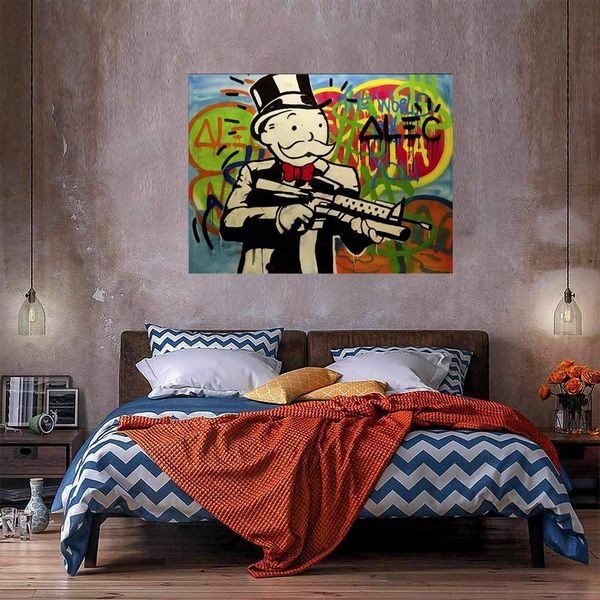 

alec monopoly gun man huge oil painting on canvas home decor handcrafts /hd print wall art pictures customization is acceptable 21050604