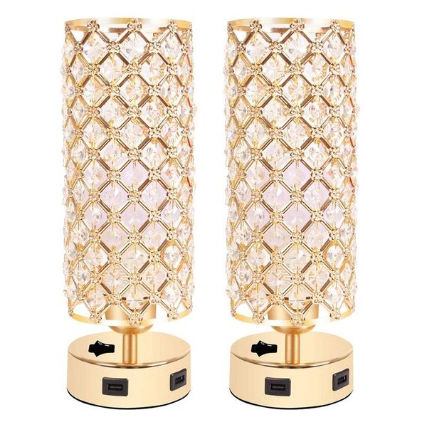 

table lamps crystal desk lamp support e26 dual usb port, for room,us plug