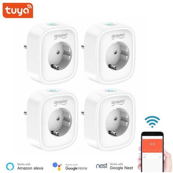 

smart power plugs wifi plug eu socket tuya life app work with alexa google home assistant voice control monitor timing